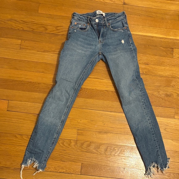 Zara Denim - Zara Blue Distressed Skinny Jeans